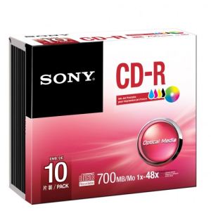 Image de Sony 10CDQ80PS - 10 CD-R 700 Mo 48x imprimables jet d'encre Jewel case