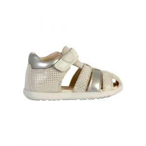 Geox Bébé Garçon B Sandal Macchia Gir, Blanc Cassé Lt Silver, 21 EU