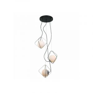 Image de Italux Suspension moderne Canto Chrome, noir en verre