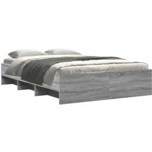 VidaXL Cadre de lit sonoma gris 140x190 cm bois d'ing&eacute;nierie, meuble de chambre &agrave; coucher, lit double, sommier, lit, cadre de lit double