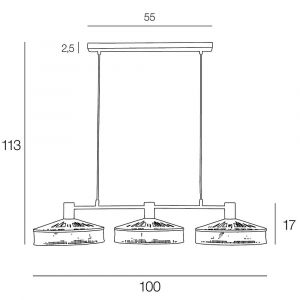 Corep Suspension m&eacute;tal noir ZELIE 3L HT113cm.