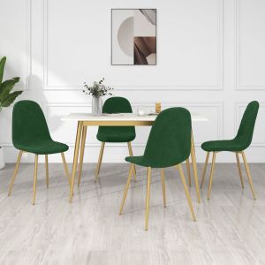 VidaXL Chaises de salle &agrave; manger 4 pcs Vert fonc&eacute; Velours - Vert fonc&eacute;