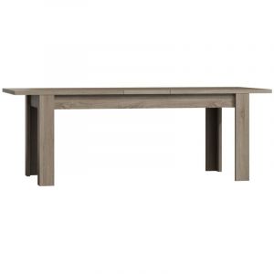 Table extensible pour salle à manger ROMI. Dimensions 180cm avec rallonge 40cm. Coloris Oak canyon, chêne clair