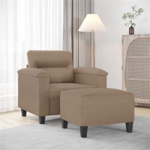 VidaXL Fauteuil avec repose-pied Cappuccino 60 cm Similicuir