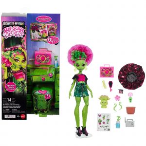 Monster High Coffret Secrets De Beaut&eacute; Terreur & Bien-&ecirc;tre Venus McFlytrap, poup&eacute;e et Accessoires avec 13 Surprises r&eacute;alistes Dont des Produits de Soin pour Cheveux, Un Bonnet et Une Plante, JHK45