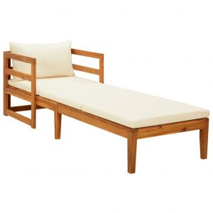 VidaXL Chaise longue avec coussins blanc cr&egrave;me Bois d'acacia solide