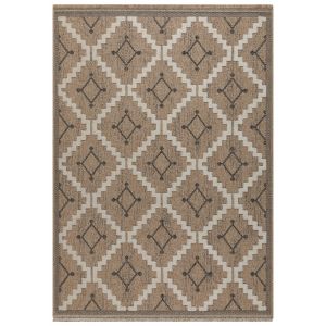 Nazar Tapis intérieur/extérieur aspect jute motif géométrique noir-160x230