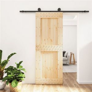 VidaXL Porte coulissante et kit de quincaillerie 80x210 cm pin massif, porte intérieure, porte de grange intérieure, porte de grange
