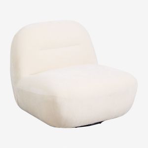 Fauteuil Pivotant En Chenille Sernin Beige Cr&egrave;me