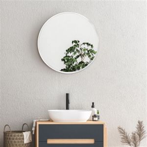 Miroir mural Ordona rond 40 cm blanc mat