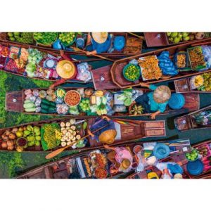 Clementoni Puzzle Compact 1000 pièces : Marché flottant thaïlandais