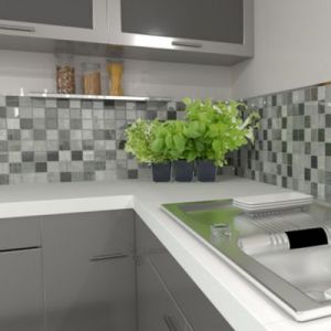 Feuille 300x300 carreaux 50x50x8mm verre mix gris tissu lisse