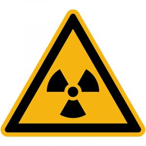 Autocollant Danger Warning Avertissement NF ISO7010 - Sticker Adhésif Signalétique Triangulaire Laminé Plastifié Résistant à l'eau et aux UV - Matières Radioactives - 20x20 cm