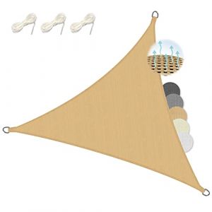 Sol Royal Voile d'Ombrage Triangulaire 3x3x3 m HDPE SolVision HS9 – Tissue Respirant & UV Protection Solaire Balcon, Piscine –Sable
