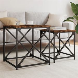 VidaXL Tables basses gigognes 2 pcs chêne fumé bois d'ingénierie
