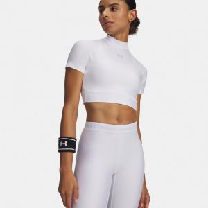 Under Armour HeatGear Crop T-shirt Femmes-blanc, gris