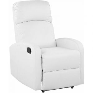 Beliani Fauteuil de relaxation en simili-cuir blanc avec LEDs et port USB VIRRAT