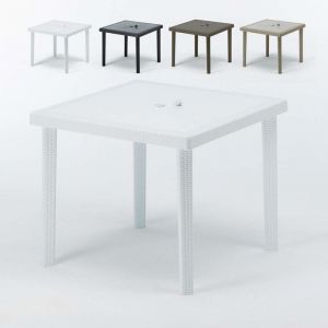 Image de Grand Soleil Table bar caf&eacute; Poly rotin 90x90 BOH&Ecirc;ME - couleur:Blanc