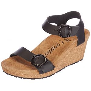 Papillio Soley Ring-Buckle, Sandale Femme, Noir, 37 EU