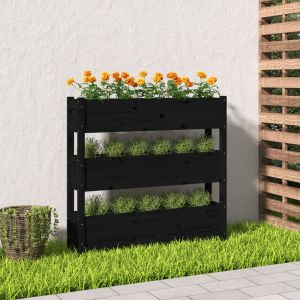 VidaXL Jardinière Noir 112x25x104,5 cm Bois massif de pin