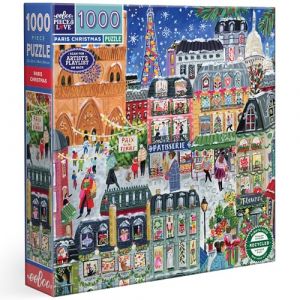 Eeboo Puzzle 1000 Pièces Noël Á Paris - Puzzle Adulte 1000 Pièces Scène De Noël sous La Neige - Dimensions 58.5 cm x 58.5 cm