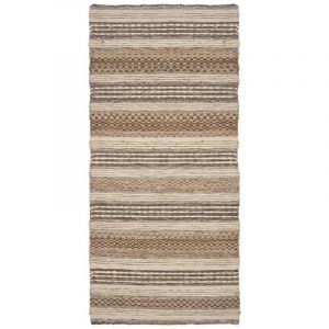 GUISPO - Tapis de couloir Jute et Laine Tiss&eacute; &agrave; la Main 80x180 cm Beige et Marron