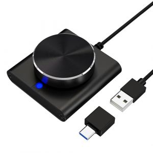 Cooidea Bouton de contr&ocirc;le du Volume USB, Fonction de sourdine &agrave; Une Touche Haut-Parleur d'ordinateur Prise en Charge du r&eacute;glage du Volume Audio Win7 / 8/10 / XP/Vista/Mac/ISO/Android (Noir)