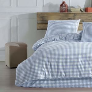 Terre de Nuit Parure de lit Vichy 140x200 Bleu