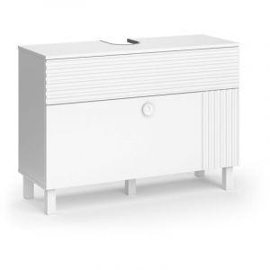 Meuble sous vasque simple Sola, Blanc, 100.2 x 72.4 cm avec 2 tiroirs, Vicco
