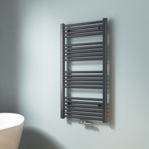 Sèche-serviette eau chaude, Radiateur sèche-serviettes raccordement central Anthracite 100x50cm 427 Watts - Emke
