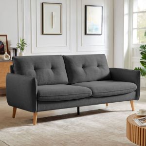 Image de Sicaan - Canapé 3 places scandinave chloé tissu gris foncé