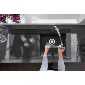 Hansgrohe Metris M71 M71 Mitigeur monocommande de cuisine 220, douchette coulissante, 2 jets, sBox, Coloris: chrome - 73800000