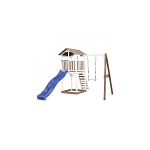 Axi House Beach Tower avec Balancoire Simple Marron Blanc Bleu Toboggan