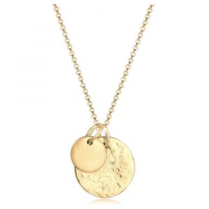 Elli Collier Femme Pendentif Plaque Martelé en Argent Sterling 925