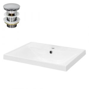 ML-Design Lavabo en Céramique Blanc 51x15,5x41,5 cm avec Garniture de Vidage 1 1/4