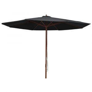 Parasol D'e X Térieur Avec Mât En Bois 350 Cm Noir Helloshop26 02_0008253