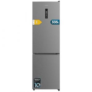 Cecotec Réfrigérateur Combi 335L No Frost Bolero CoolMarket Combi 335 Inox E. Hauteur 195,3cm et 59,5cm Largeur, Compresseur Inverter Plus, Basse Consommation, Tiroir Contrôle de l'Humidité, Inox