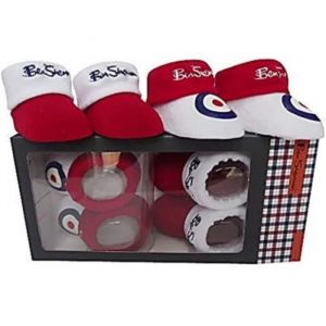 Ben Sherman Coffret Cadeau Bébé Naissance 2 Paires De Chaussons Rouge Et Blanc
