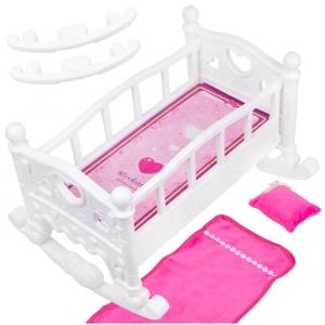 Kinderplay Lit pour poupée avec Mouvement de Balancement et Ensemble de literie - Parfait pour Le Jeu de rôle, KP6688