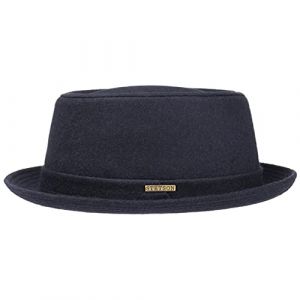 Stetson Chapeau Wool Pork Pie Femme/Homme - Made in Italy en Laine de Feutre Porkpie avec Doublure, Doublure Automne-Hiver - 60 cm Bleu foncé