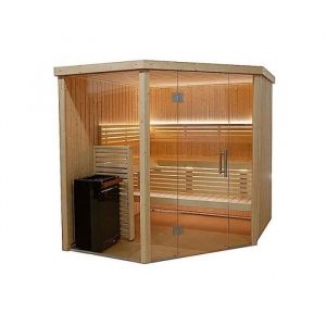 Harvia Cabine de sauna d'angle 206 x 203,3 x 202 cm 3 ou 4 personnes poêle à sauna fournis