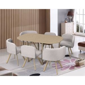 Mosaic xl - Ensemble table + 6 chaises encastrables beiges - Beige