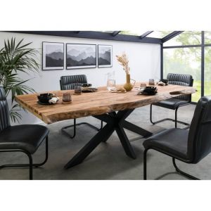 Table à manger 180x90 Palissandre sablé Bois naturel / Anthracite mat freeform 5 - natur