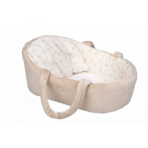 Arias Nacelle pour poup&eacute;e - Collection Elegance - Beige avec fleurs - Coussin inclus - Matelas inclus - 40x30x17 cm