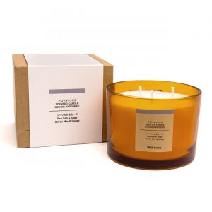 Bougie 3 m&egrave;ches sel de mer et sauge