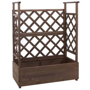 Mendler Jardini&egrave;re Sur Pied Hwc-P67, Bac &Agrave; Plantes/&Agrave; Fleurs, Pot De Fleurs, Treillis, Tuteur, Espalier En Bois Mvg 114x85x44cmMarron