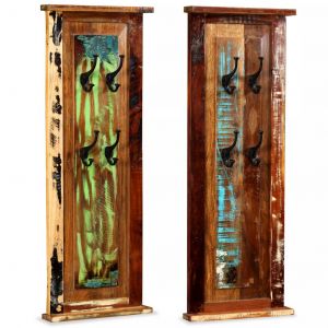 VidaXL Porte-manteau 2 pcs Bois de récupération massif 38 x 100 cm