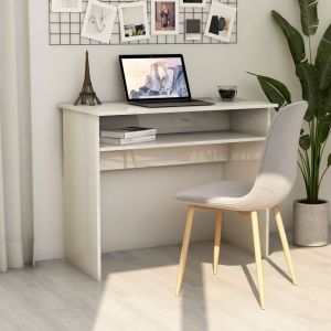 VidaXL Bureau Blanc brillant 90x50x74 cm Aggloméré