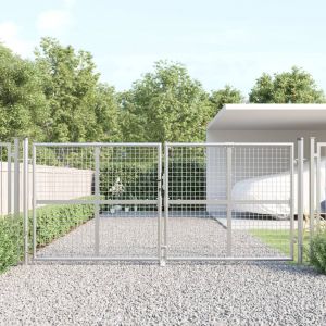 VidaXL Portal de jardin maille argenté 300x175 cm acier galvanisé