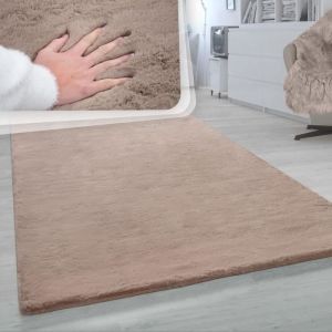 Tapis Poils Longs Salon Fausse Fourrure Imitation Fourrure De Lapin Très Douce Beige 60x90 cm - Paco Home